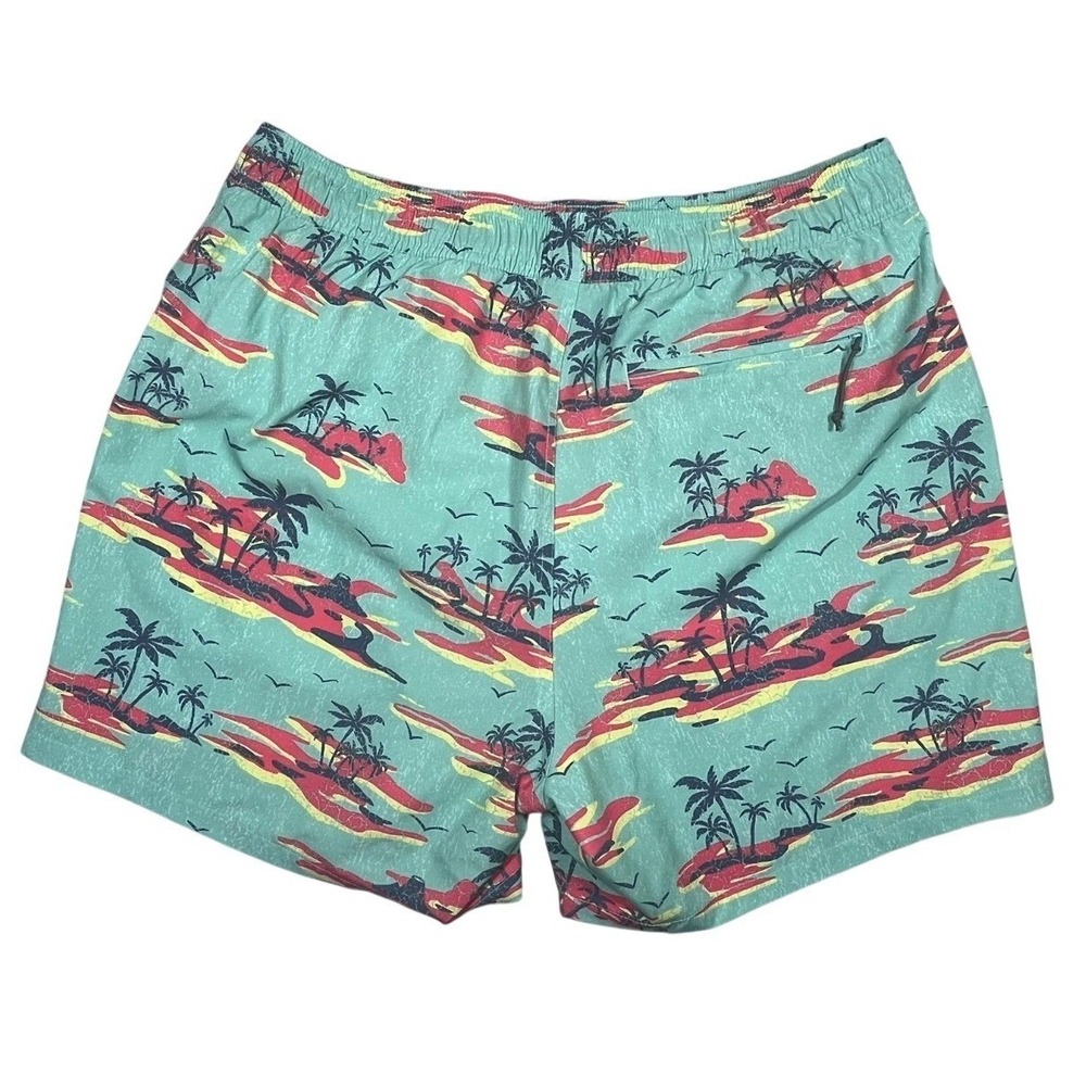 AFTCO Swim Trunks Men's L Mesh Lined Zip‎ Pocket Colorful Island Print Preppy